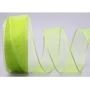 20 m x 40 mm Dekoband CHIFFON HELLGRN Grn transparent...