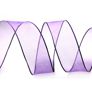 20 m x 40 mm Dekoband CHIFFON LILA Violett transparent Schleifenband aus Organza mit formstabilen Kanten