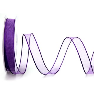 3 m x 15 mm Dekoband CHIFFON LILA Violett transparent Schleifenband aus Organza mit formstabilen Kanten
