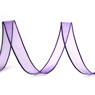 20 m x 15 mm Dekoband CHIFFON LILA Violett transparent Schleifenband aus Organza mit formstabilen Kanten