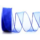 20 m x 40 mm Dekoband CHIFFON BLAU transparent...