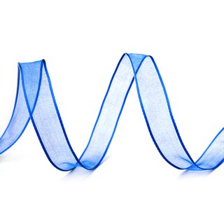 20 m x 15 mm Dekoband CHIFFON BLAU transparent Schleifenband aus Organza mit formstabilen Kanten
