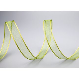 3 m x 15 mm Dekoband CHIFFON OLIV Lindgrn Grn transparent Schleifenband aus Organza mit formstabilen Kanten