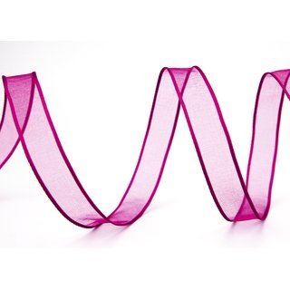 20 m x 15 mm Dekoband CHIFFON PINK transparent Schleifenband aus Organza mit formstabilen Kanten