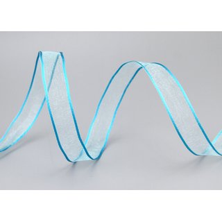 20 m x 15 mm Dekoband CHIFFON TRKIS transparent Schleifenband aus Organza mit formstabilen Kanten