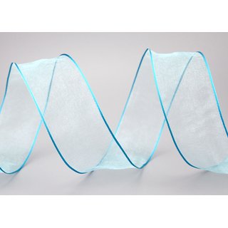 20 m x 40 mm Dekoband CHIFFON TRKIS transparent Schleifenband aus Organza mit formstabilen Kanten