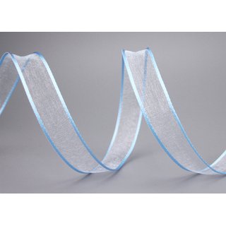 3 m x 15 mm Dekoband CHIFFON HELLBLAU Blau transparent Schleifenband aus Organza mit formstabilen Kanten