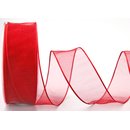 3 m x 40 mm Dekoband CHIFFON ROT transparent...