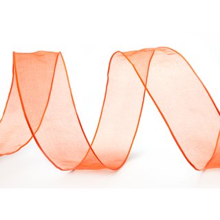 3 m x 40 mm Dekoband CHIFFON ORANGE transparent Schleifenband aus Organza mit formstabilen Kanten