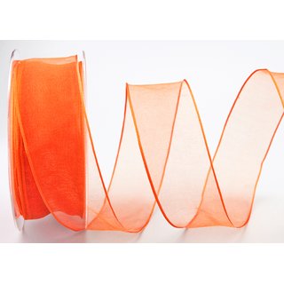 20 m x 40 mm Dekoband CHIFFON ORANGE transparent...