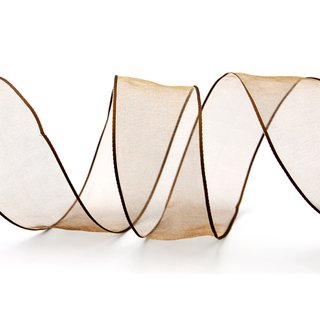 3 m x 40 mm Dekoband CHIFFON BRAUN transparent Schleifenband aus Organza mit formstabilen Kanten