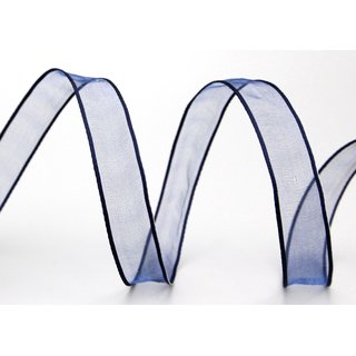 20 m x 15 mm Dekoband CHIFFON DUNKELBLAU Blau transparent Schleifenband aus Organza mit formstabilen Kanten