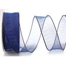 3 m x 40 mm Dekoband CHIFFON DUNKELBLAU Blau transparent...