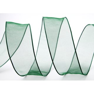 3 m x 40 mm Dekoband CHIFFON DUNKELGRN Grn transparent Schleifenband aus Organza mit formstabilen Kanten