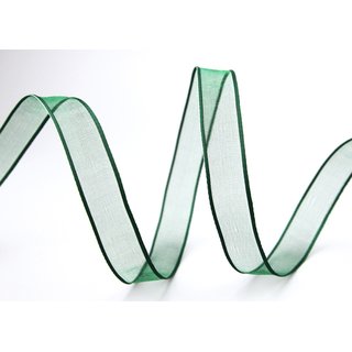 3 m x 15 mm Dekoband CHIFFON DUNKELGRN Grn transparent Schleifenband aus Organza mit formstabilen Kanten