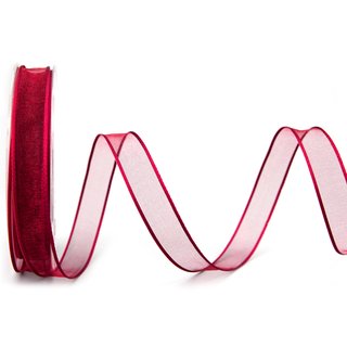20 m x 15 mm Dekoband CHIFFON BORDEAUX transparent Schleifenband aus Organza mit formstabilen Kanten