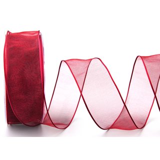 20 m x 40 mm Dekoband CHIFFON BORDEAUX transparent...