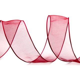 20 m x 40 mm Dekoband CHIFFON BORDEAUX transparent Schleifenband aus Organza mit formstabilen Kanten