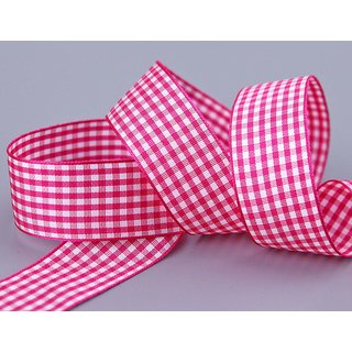 25 m x 25 mm Dekoband KARO Klassik PINK Schleifenband...