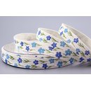 20 m x 15 mm Dekoband HAPPY DAY HELLBLAU Blau Blumen...