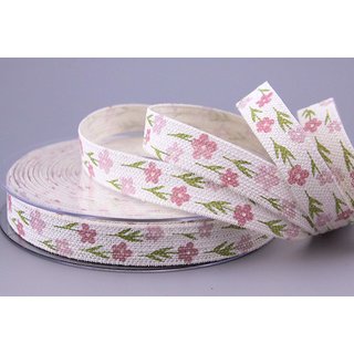 20 m x 15 mm Dekoband HAPPY DAY ROSA Blumen Geschenkband...