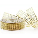 20 m x 25 mm Dekoband Alexander GOLD Karo Schleifenband...