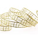 3 m x 15 mm Dekoband Alexander GOLD Karo Schleifenband...