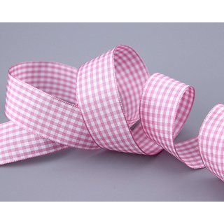 25 m x 25 mm Dekoband KARO Klassik ROSA Schleifenband...