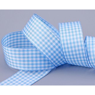 3 m x 25 mm Dekoband KARO Klassik HELLBLAU blau...