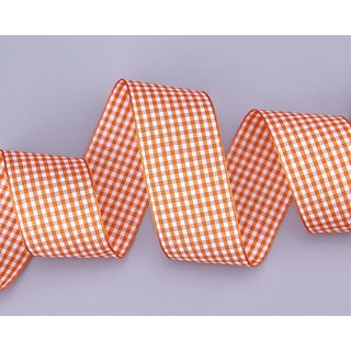 25 m x 38 mm Dekoband KARO Klassik ORANGE Schleifenband...