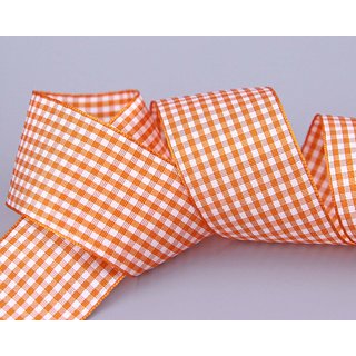 25 m x 38 mm Dekoband KARO Klassik ORANGE Schleifenband kariert 