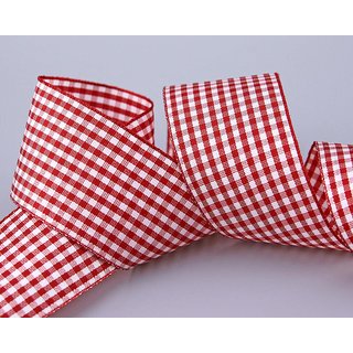 25 m x 38 mm Dekoband KARO Klassik ROT Schleifenband kariert 