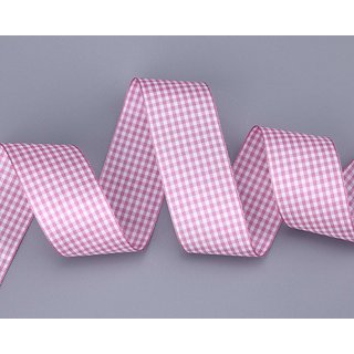 25 m x 38 mm Dekoband KARO Klassik ROSA Schleifenband...