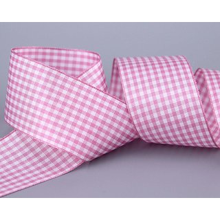 3 m x 38 mm Dekoband KARO Klassik ROSA Schleifenband kariert 
