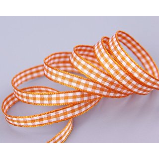 25 m x 6 mm Dekoband KARO Klassik ORANGE Schleifenband...