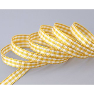 25 m x 6 mm Dekoband KARO Klassik GELB Schleifenband kariert 