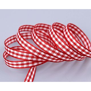3 m x 6 mm Dekoband KARO Klassik ROT Schleifenband kariert
