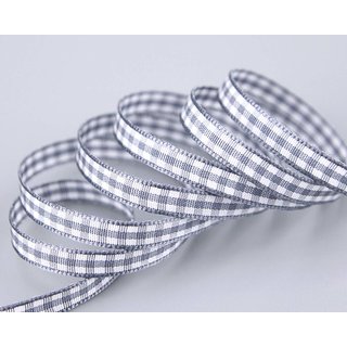 3 m x 6 mm Dekoband KARO Klassik GRAU Schleifenband kariert 