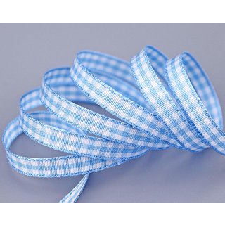 3 m x 6 mm Dekoband KARO Klassik HELLBLAU blau...