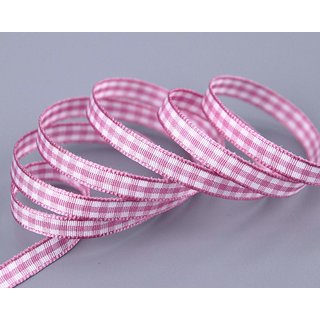 3 m x 6 mm Dekoband KARO Klassik ROSA Schleifenband kariert