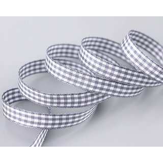 25 m x 10 mm Dekoband KARO Klassik GRAU Schleifenband...