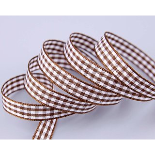 3 m x 10 mm Dekoband KARO Klassik BRAUN Schleifenband...
