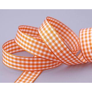3 m x 15 mm Dekoband KARO Klassik ORANGE Schleifenband...
