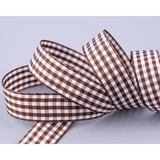 3 m x 15 mm Dekoband KARO Klassik BRAUN Schleifenband...