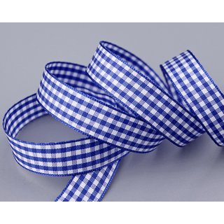 3 m x 15 mm Dekoband KARO Klassik BLAU Dunkelblau...