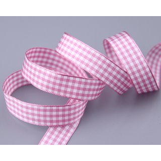 3 m x 15 mm Dekoband KARO Klassik ROSA Schleifenband...