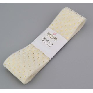 3 m x 40 mm Dekoband GOLDEN DOTS Organza CREME Ivory mit...