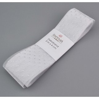 3 m x 40 mm Dekoband SILVER DOTS Organza WEISS Ivory mit...