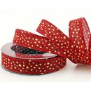 20 m x 25 mm Dekoband Drops ROT Geschenkband mit goldene...