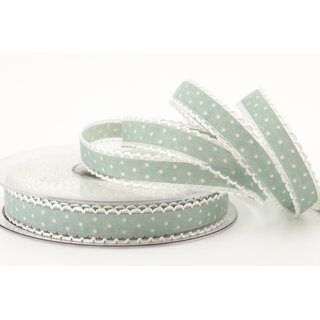 20 m x 15 mm Dekoband Emily MINT gepunktet mit Spitze am...
